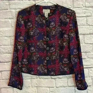 Adrianna Papell women's jacket 100% silk floral Size 8